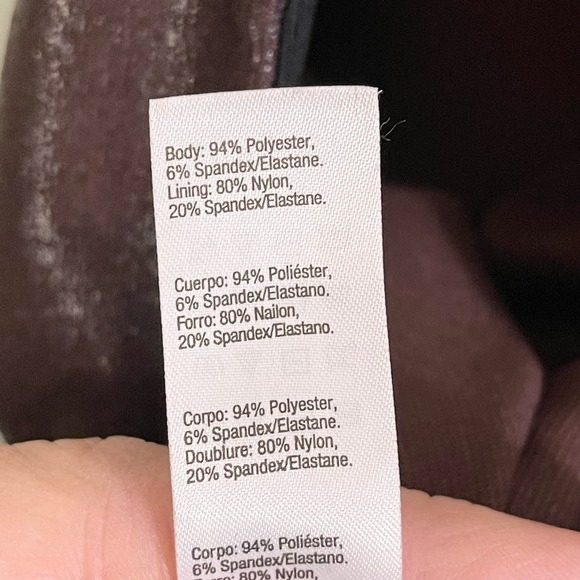 Assets by Spanx Women's Burgundy Leather Stretchable High-Rise Leggings Size XL - Picture 5 of 10